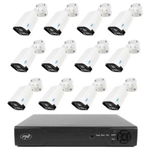 Pachet supraveghere video NVR PNI House IP716 si 12 camere PNI IP125 cu IP, 5MP