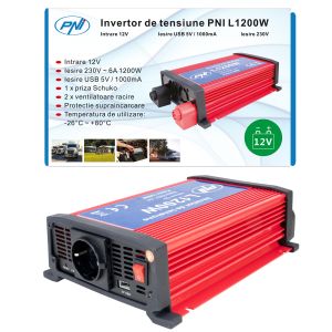 Invertor de tensiune PNI L1200W alimentare 12V