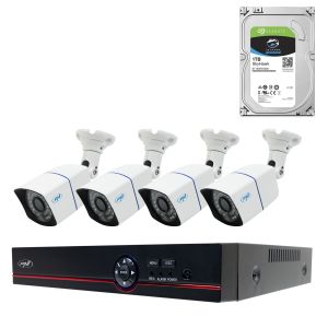 Pachet Kit supraveghere video AHD PNI House PTZ1500 5MP - DVR si 4 camere exterior si HDD 1Tb Inclus