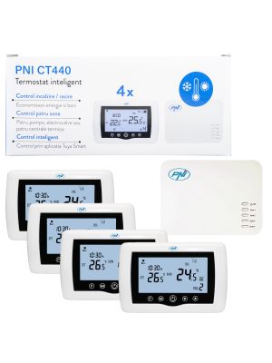 Termostat inteligent PNI CT440 fara fir, cu WiFi, control 4 zone prin Internet, pentru centrale termice, pompe, electrov