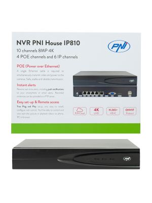 NVR POE PNI House IP810 cu 10 canale 4K 8MP