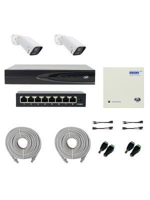 Pachet NVR PNI House IP816 cu 2 camere PNI IP780 4K, sursa, switch, cabluri, mufe si splitere