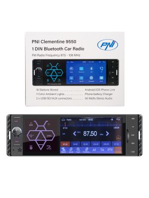 MP5 player auto PNI Clementine 9550 1DIN display 4 inch 50Wx4, Bluetooth, radio FM, Carplay, functie RDS