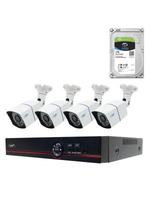 Pachet Kit supraveghere video AHD PNI House PTZ1500 5MP - DVR si 4 camere exterior si HDD 1Tb Inclus