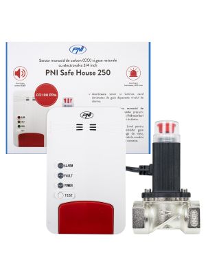 Kit PNI Safe House Dual Gas 250 cu senzor monoxid de carbon (CO) si gaze naturale si electrovalva