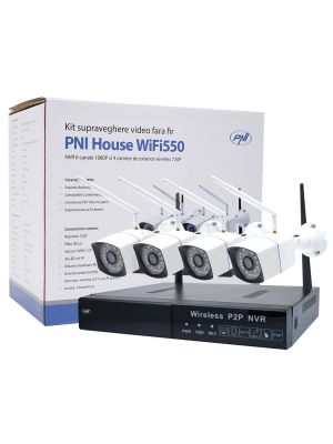 Kit supraveghere video PNI House WiFi550 NVR si 4 camere wireless, 1.0MP